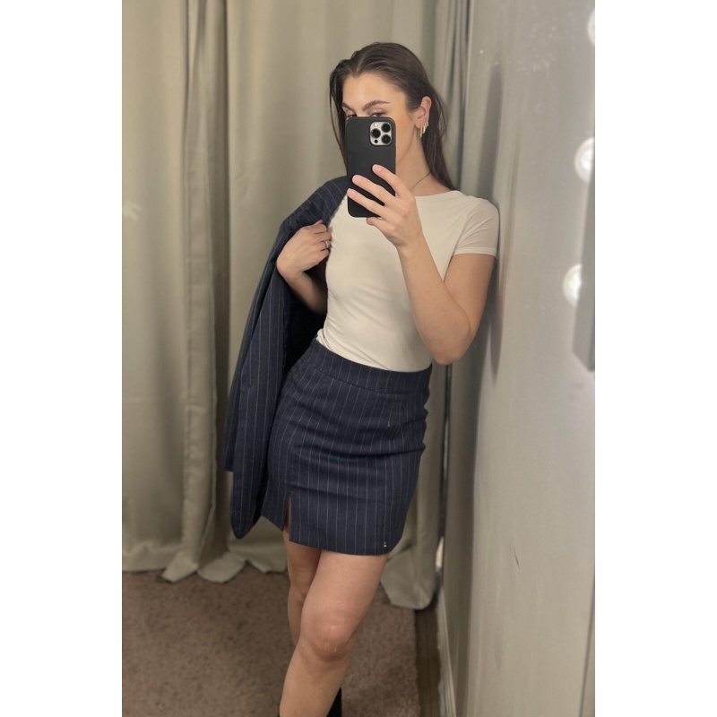 Eira Striped Skirt Navy