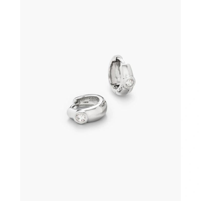 Dome Hoops Diamond Small Silver