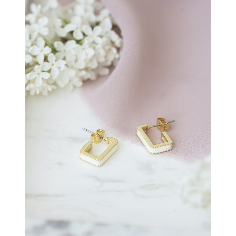 Celestina Square Earrings Creme