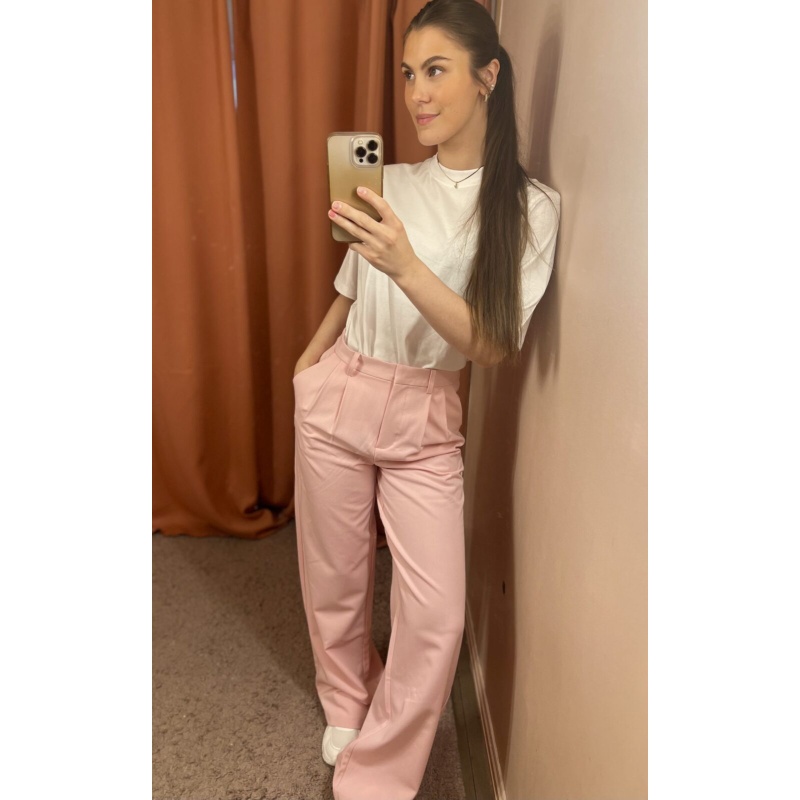 Statement Trousers High Waisted Light Pink