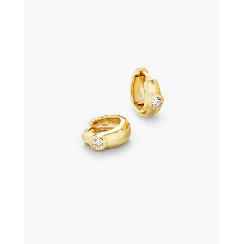 Dome Hoops Diamond Small Gold