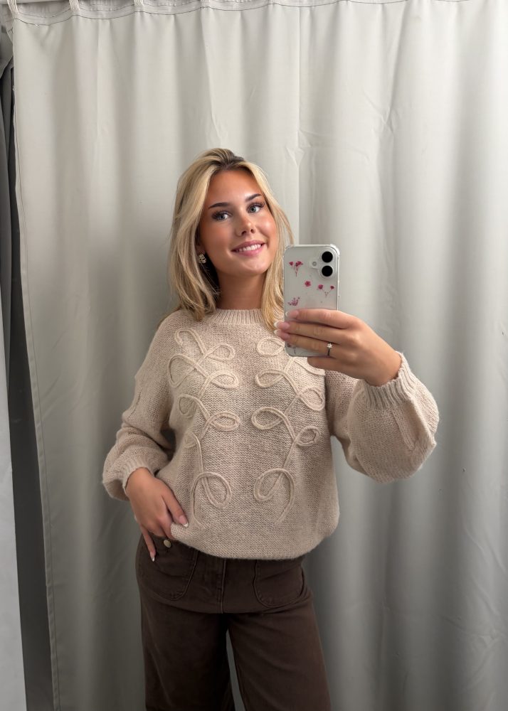 NOELLA Bow knit oyster beige