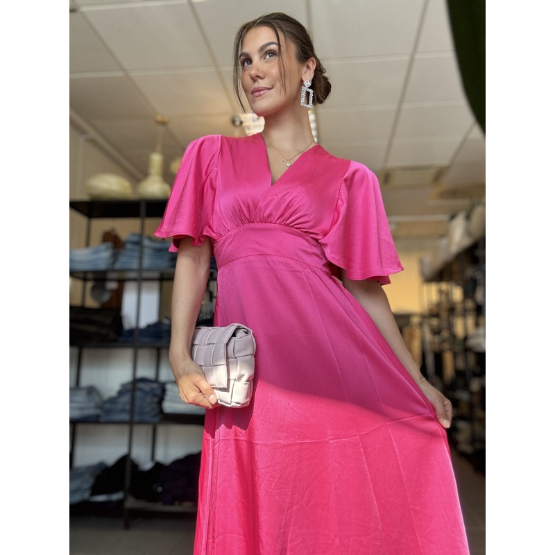 Flowy Satin Dress Pink