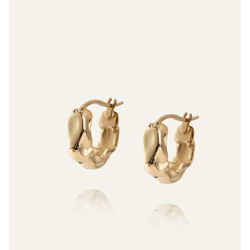 MOCKBERG Wavy Bolded Small Hoops Gold