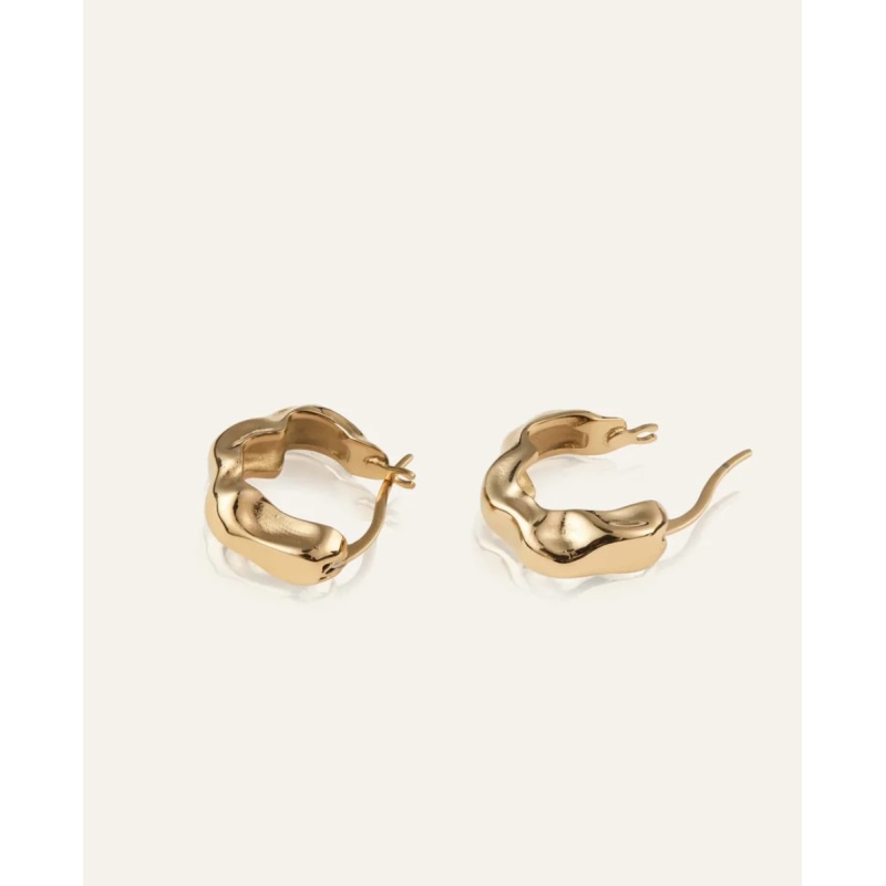 MOCKBERG Wavy Bolded Small Hoops Gold - Bilde 3