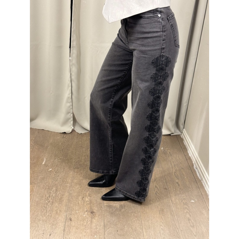 Ollie Wide Jeans Print Black Wash