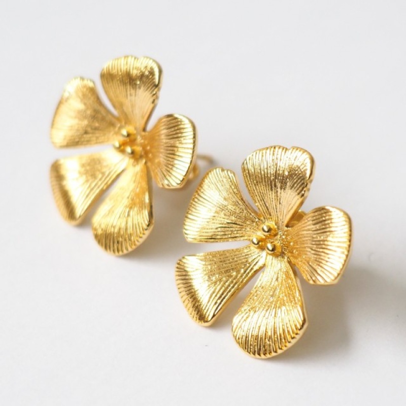 Poppy Flower Studs Gold - Bilde 2