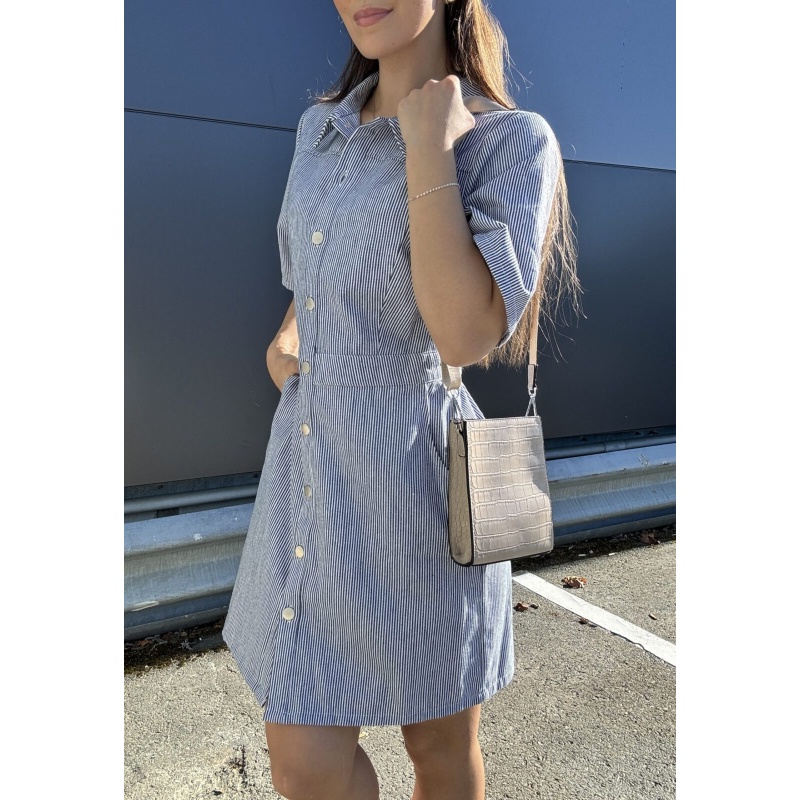 Stripy Denim Dress Blue - Bilde 4