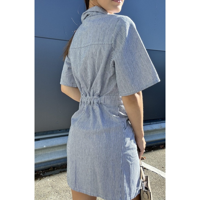 Stripy Denim Dress Blue - Bilde 5