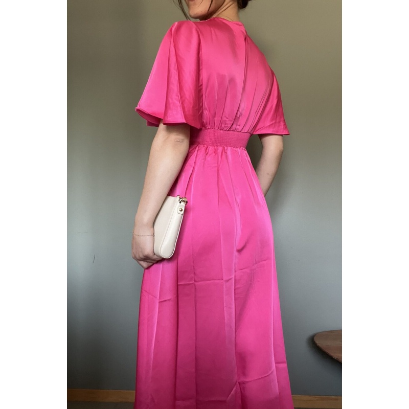 Flowy Satin Dress Pink - Bilde 3