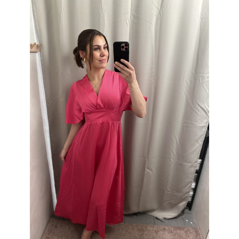 Flowy Satin Dress Pink - Bilde 2