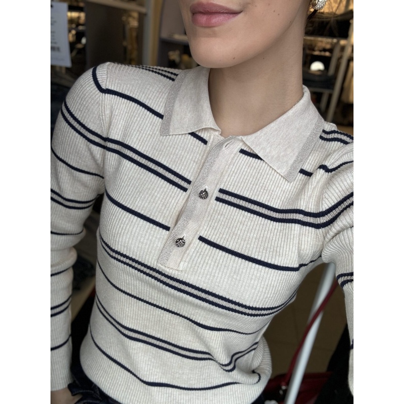 Evi Sweater Stripe Beige/Blue - Bilde 3