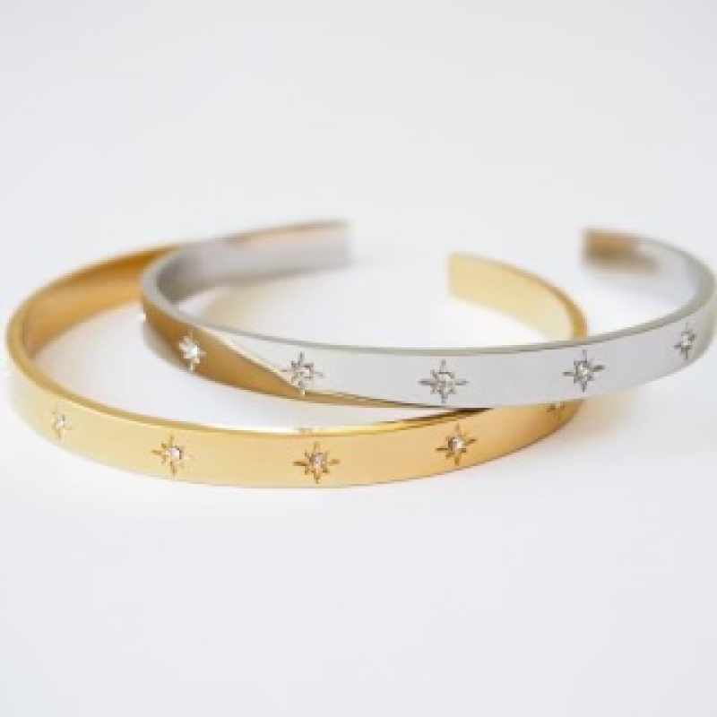 Bangle Bracelet w/stars Silver - Bilde 2