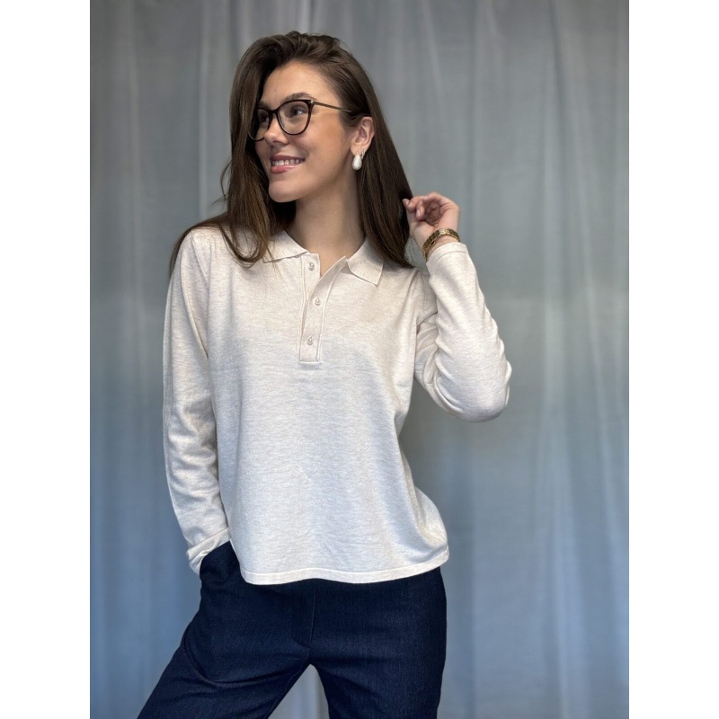 Dina Polo Sweater Sand - Bilde 2