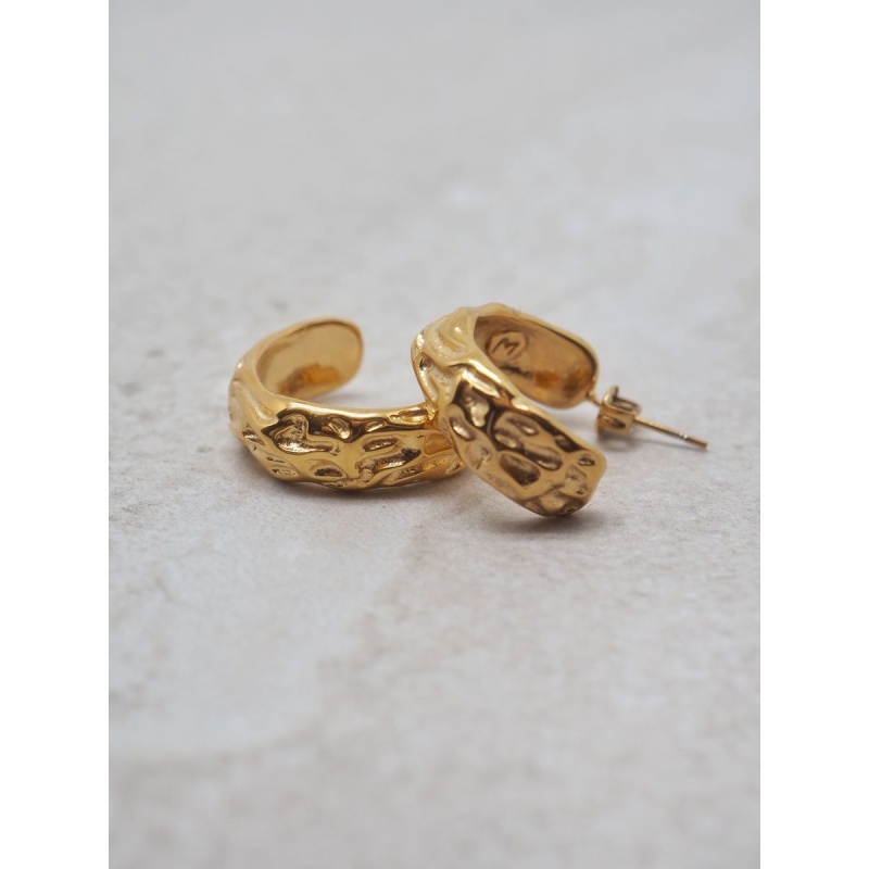 Chunky Textured Earings Gold - Bilde 3