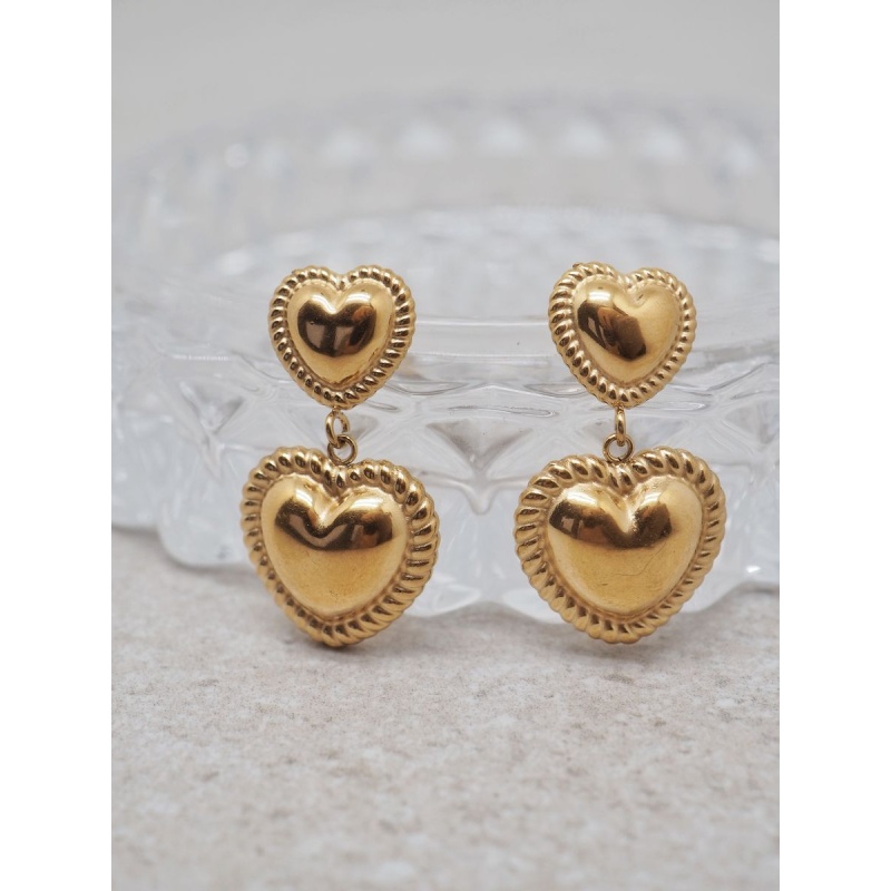 Detail Heart Earings Gold - Bilde 2