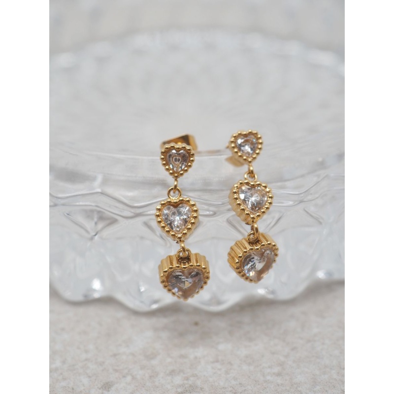 Trippel Hjerte Earings Gold