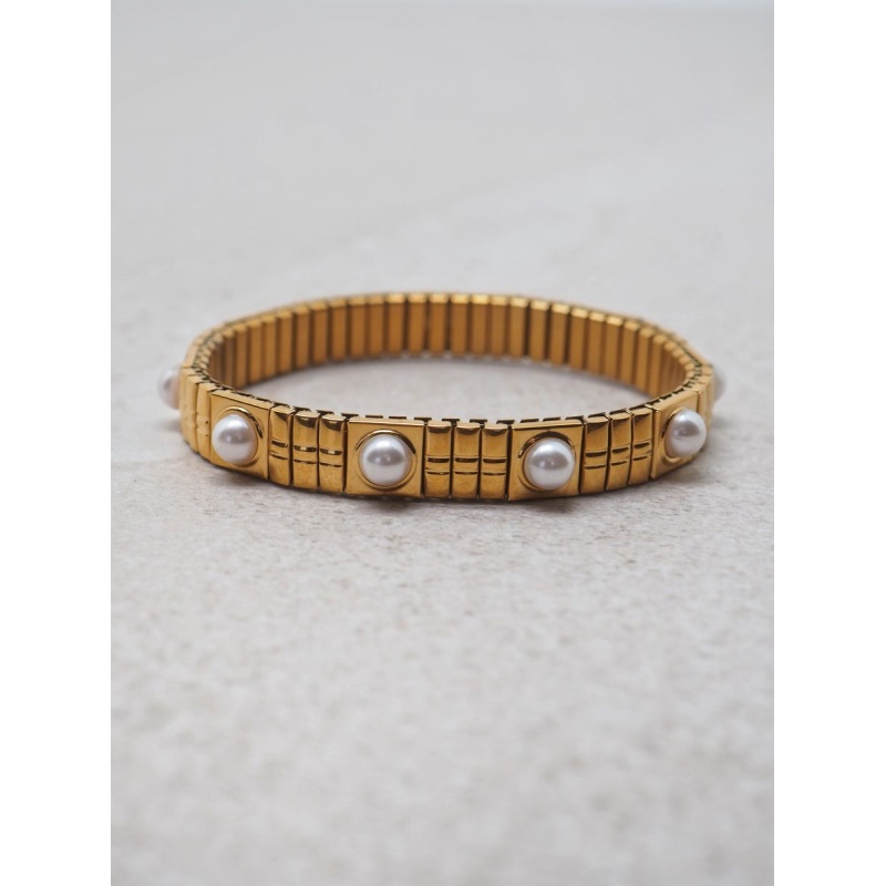 Strechy Pearl Bracelet Gold