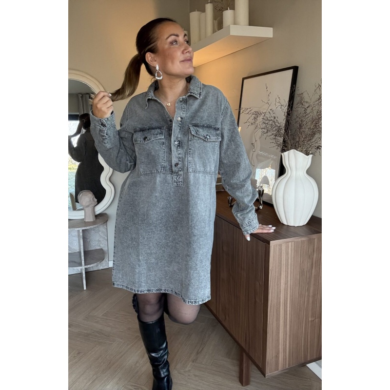 Love Denim Dress Grey