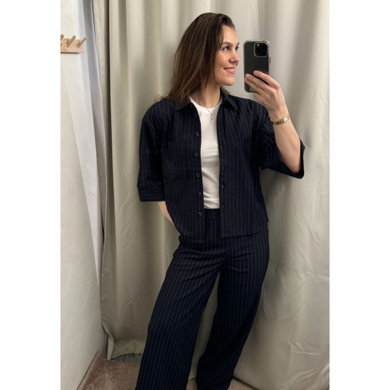 Vero Pinestripe Pants Navy - Bilde 4