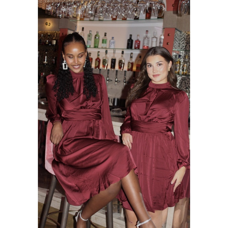 Amore Dress Mid Burgundy - Bilde 3