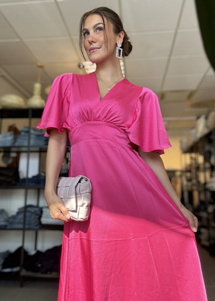 Flowy Satin Dress Pink