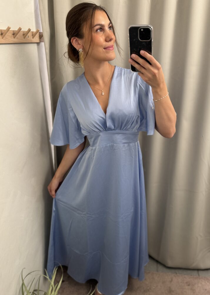 Flowy Satin Dress Lt.Blue