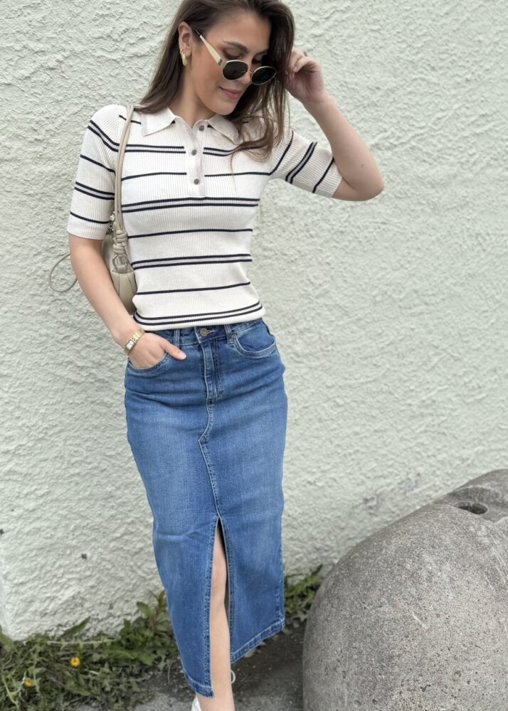 Ollie Skirt Mid Blue Wash