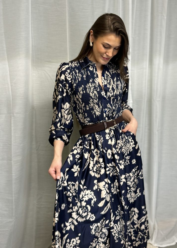 Mette Dress Navy/Cream