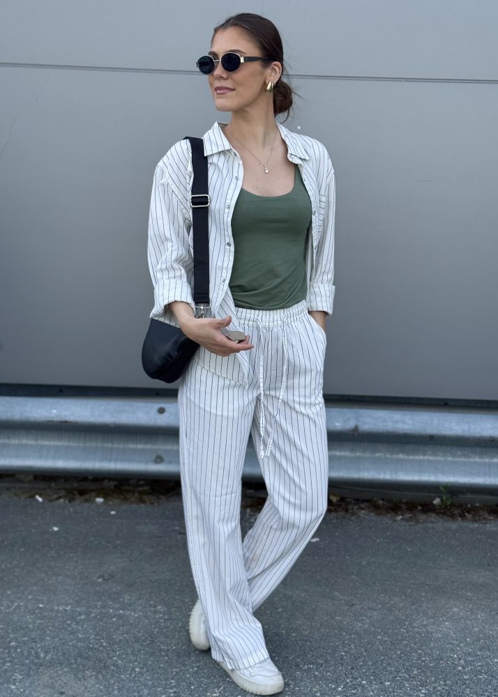 Relaxed Stripy Pants White