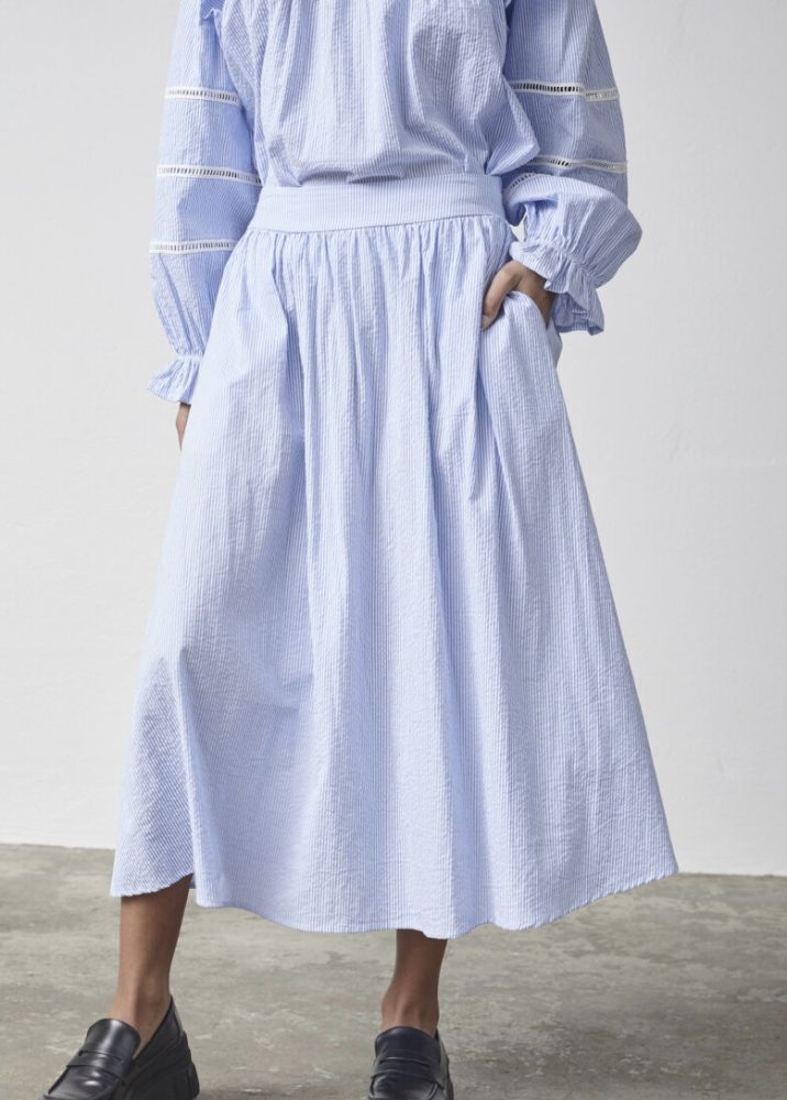 Summer Cotton Skirt Blue/White