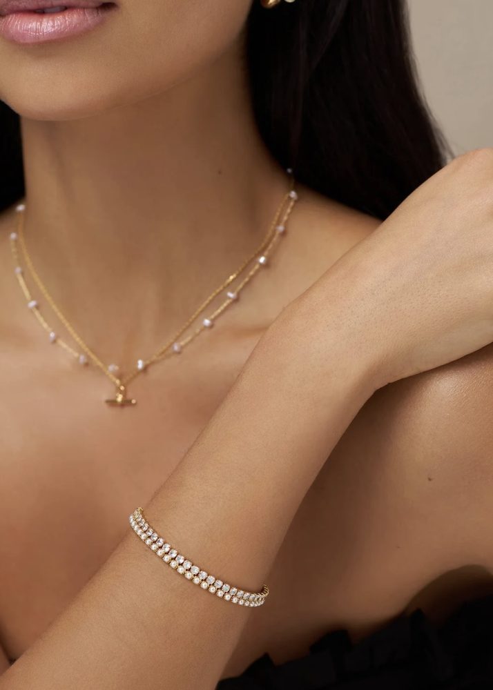 Crystal Tennis Bracelet Gold