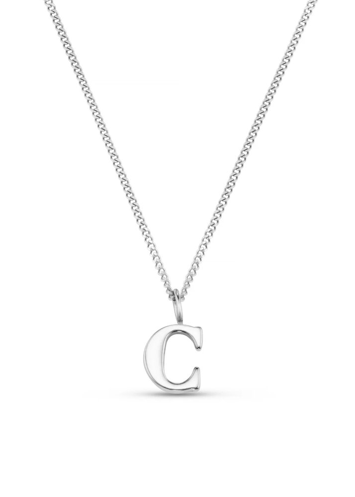 C Lyx Initial Necklace Silver