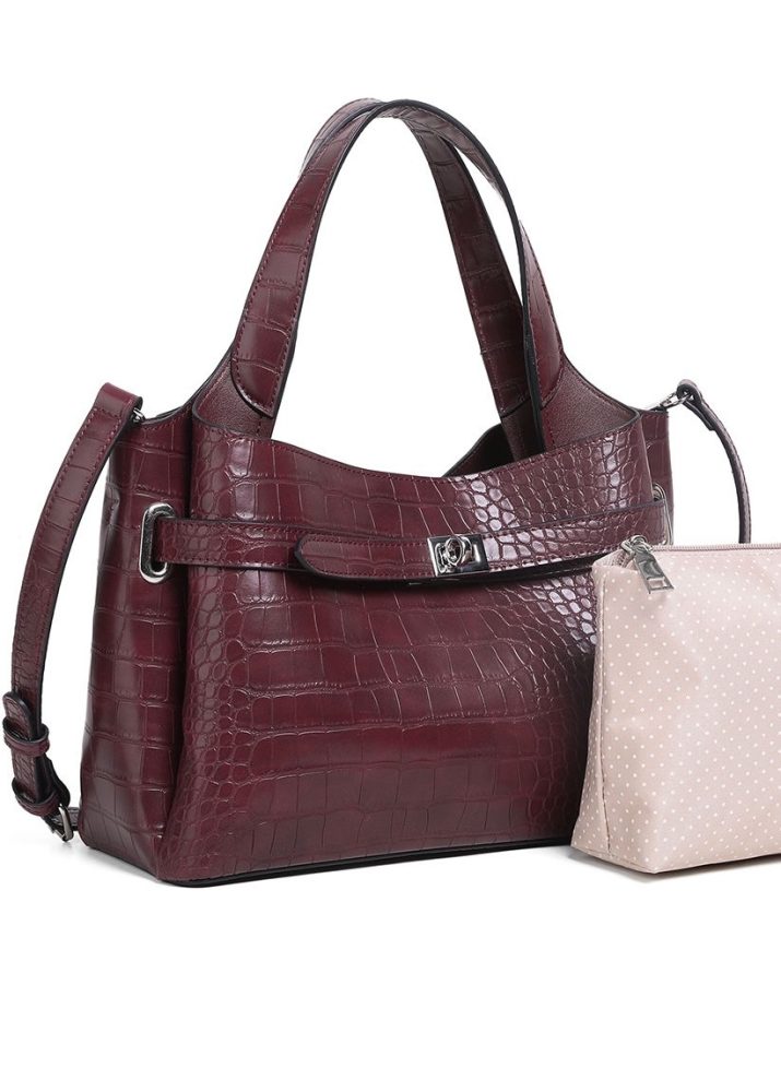 Ginny Croco Shopper Bordeaux