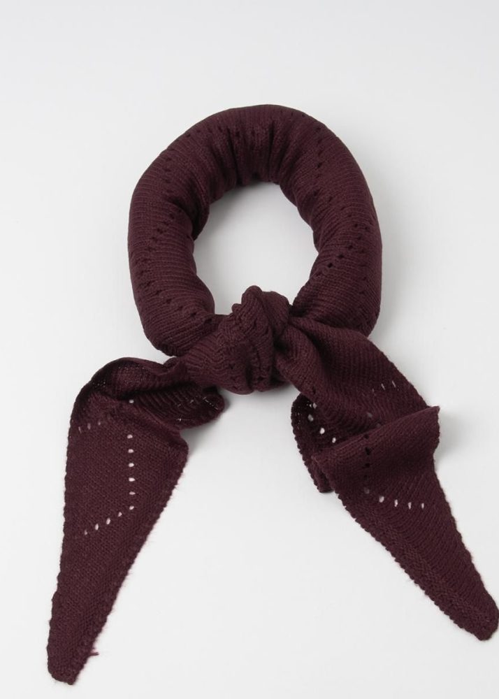 Knitted Triangular Scarf Burgundy
