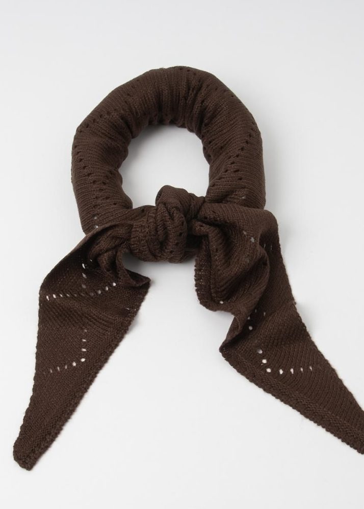 Knitted Triangular Scarf Brown