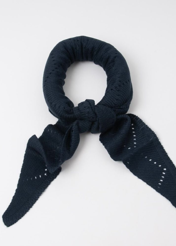 Knitted Triangular Scarf Navy