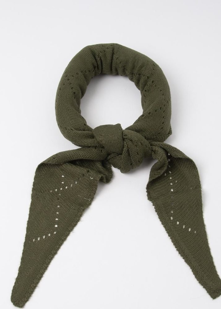 Knitted Triangular Scarf Olive