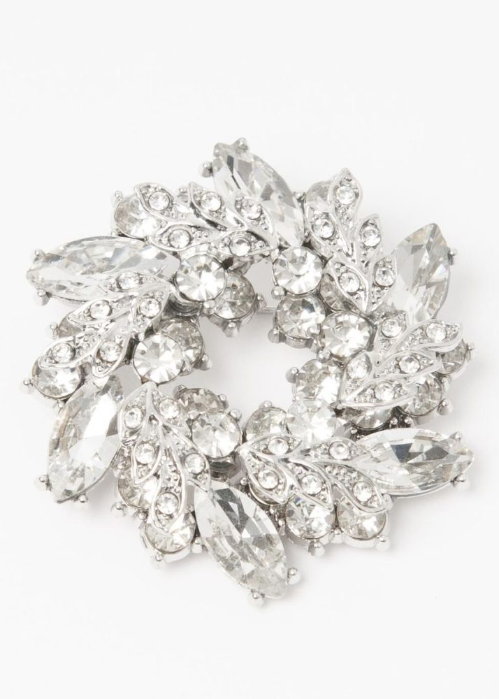 Bling Krans Broche Silver