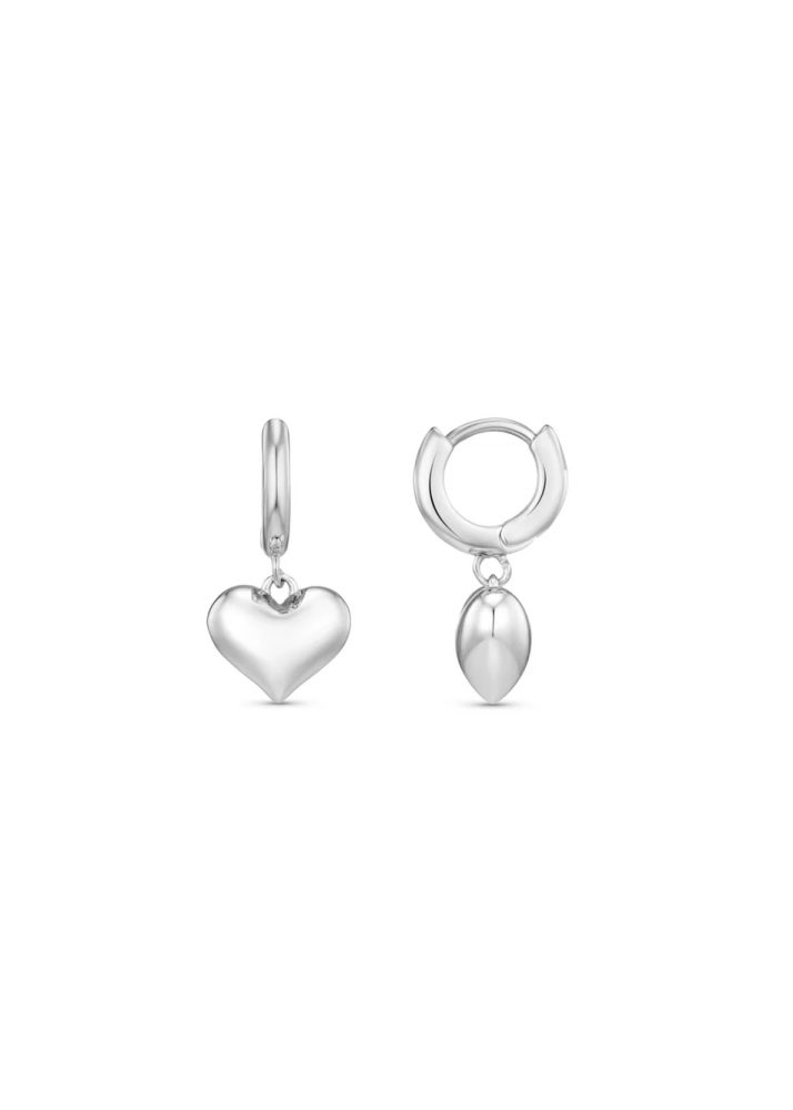 Heart Huggie Hoops Silver