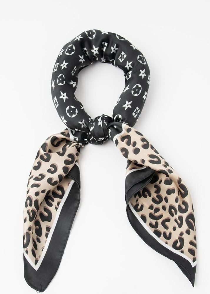 Leo/Print Scarf Black