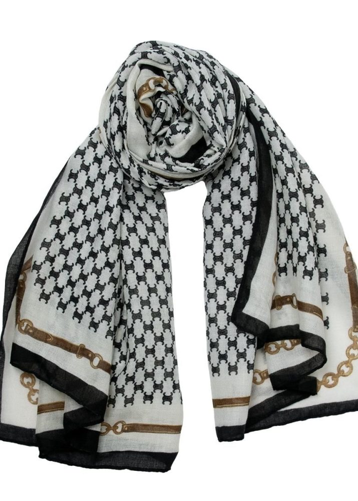 Chain Viscose Scarf Beige