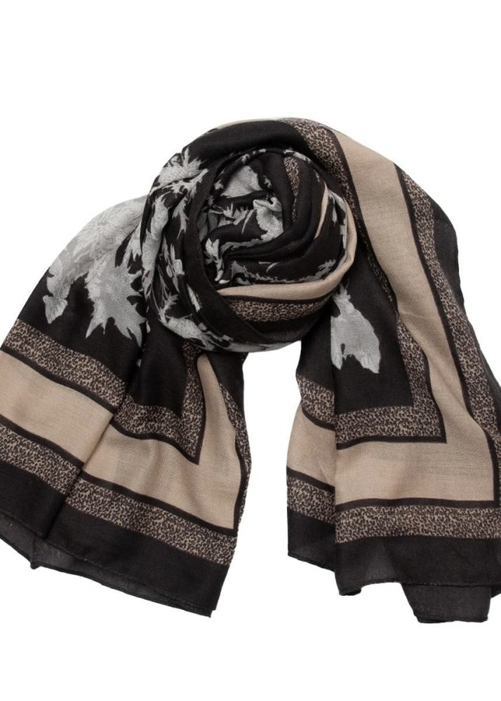 Dawn Viscose Scarf Black/Beige