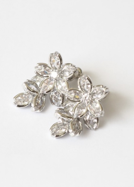 Crystall Flower Earrings Silver