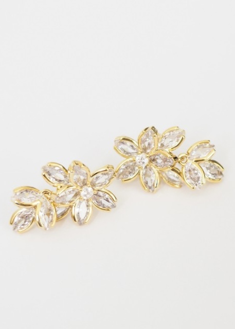 Crystall Flower Earrings Gold