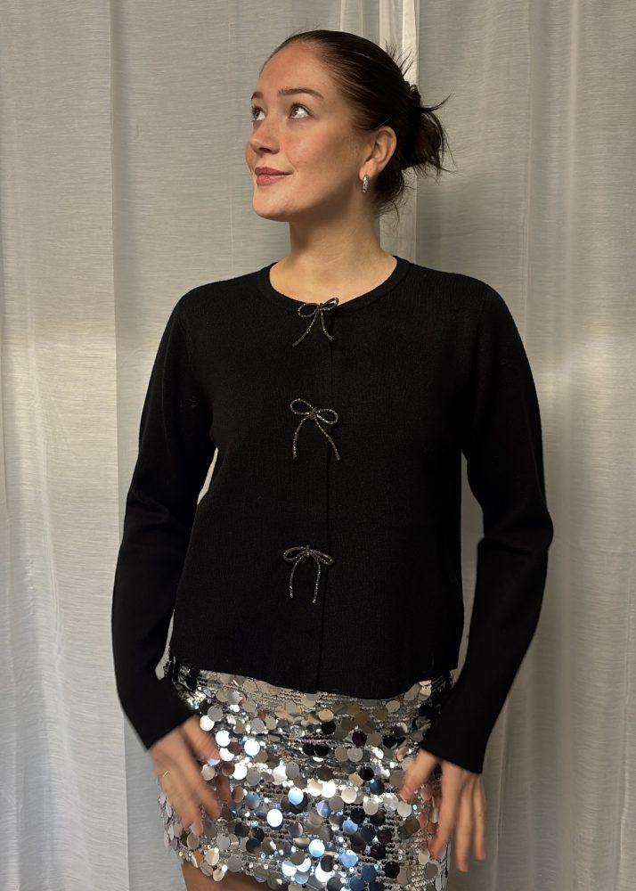 Cute Bow Cardigan Black
