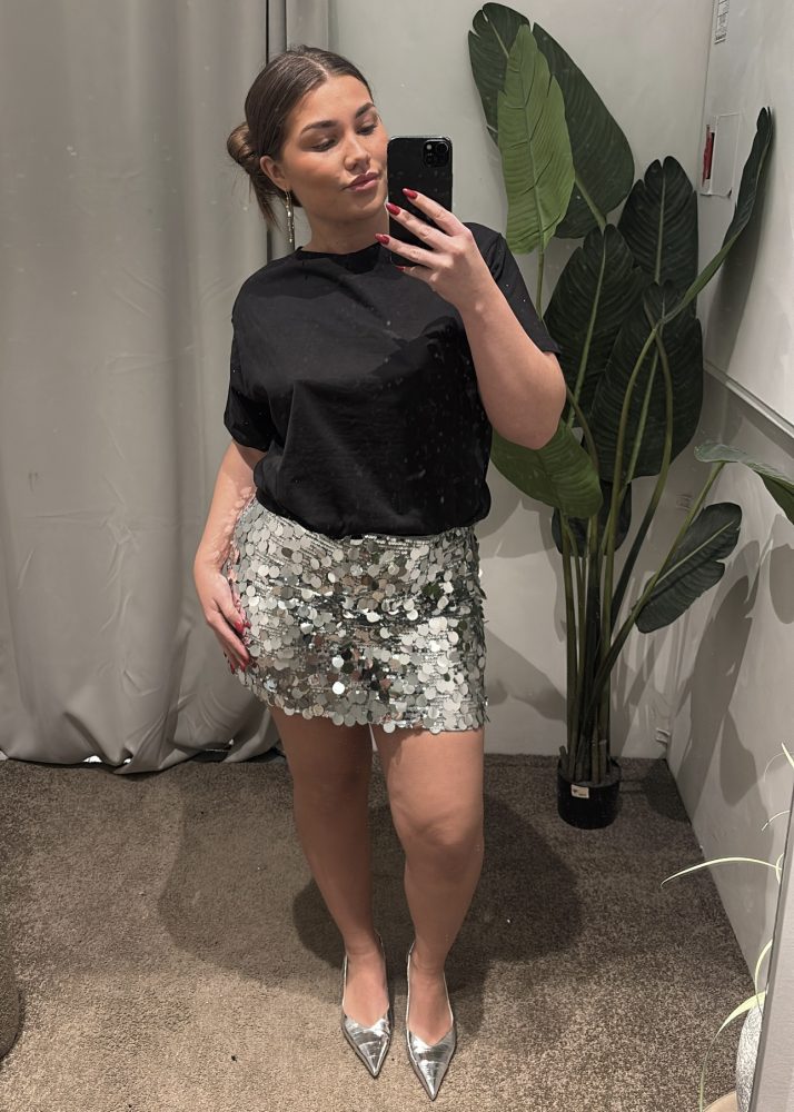 Jadil Sequin Skirt Silver