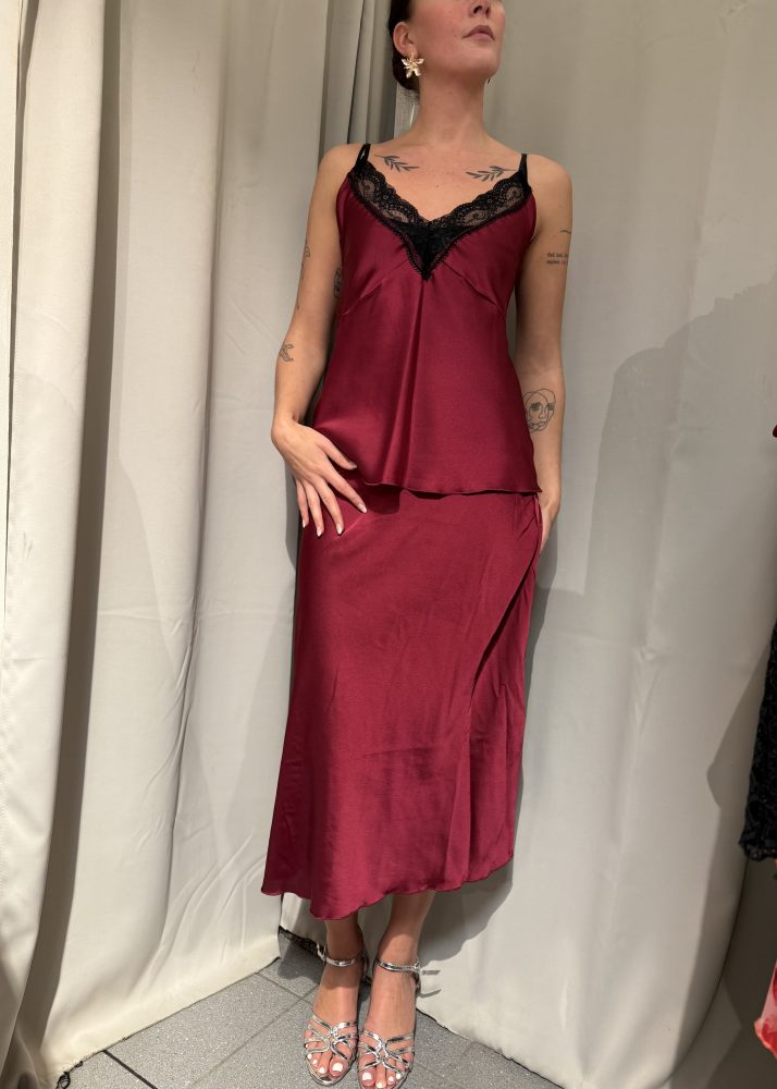 Coleen Satin Skirt Bordeaux